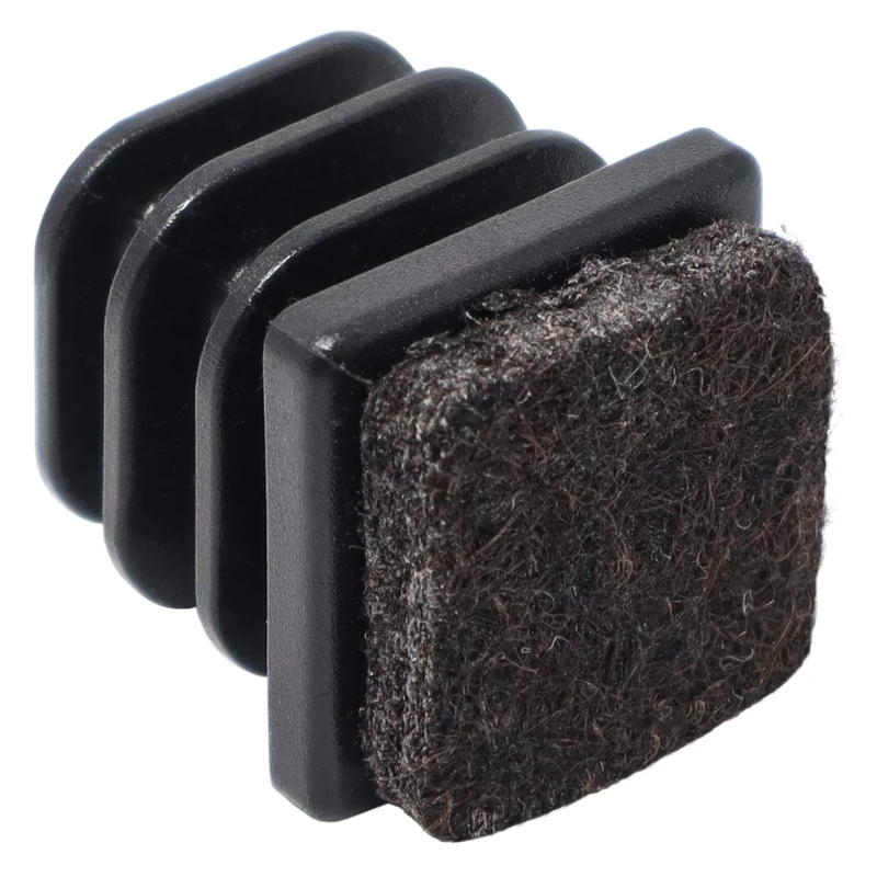 Adsamm® / 100 x Felt glides for tubes / black / 16x16 - 18x18 mm / square / Premium quality ripped inserts with felt for tubular steel chairs