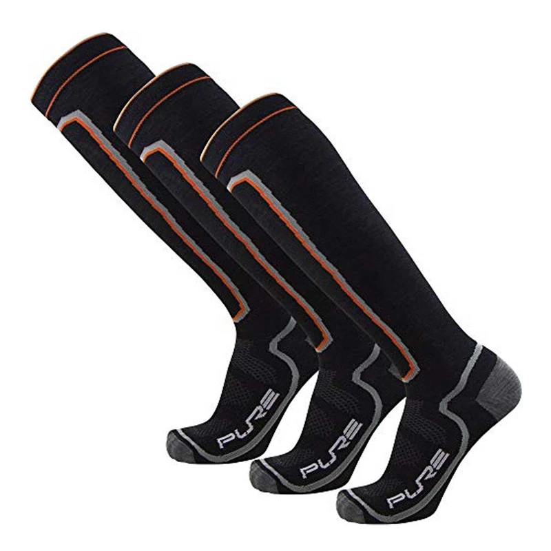 Pure Athlete Ultra Light Ski Socks – Thin Premium Merino Wool Skiing for Men, Women – Snowboard