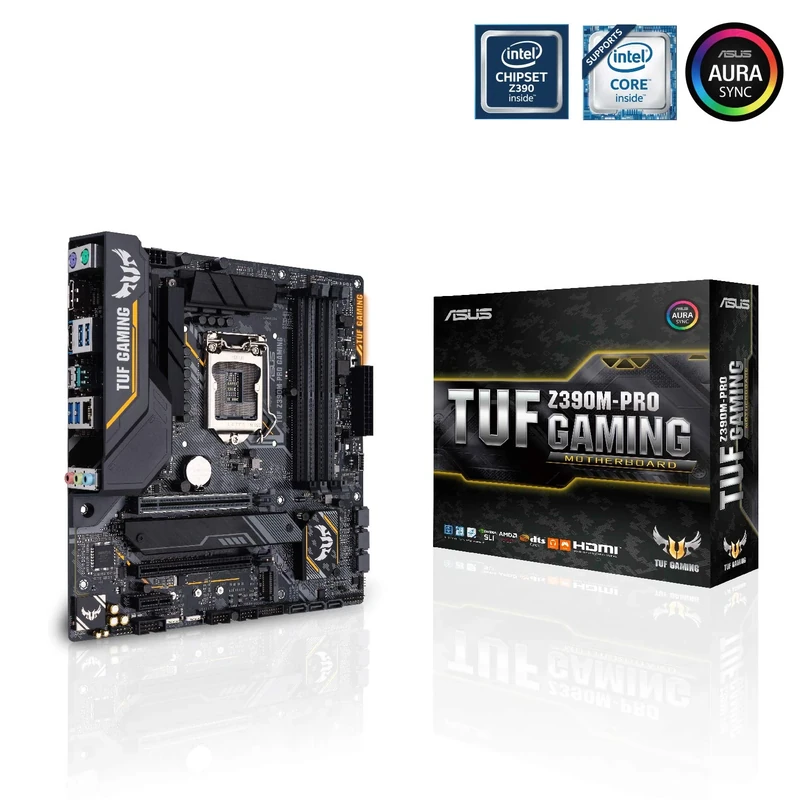 ASUS TUF Z390M-Pro Gaming (Wi-Fi) LGA1151 (Intel 8th and 9th Gen) Micro ATX DDR4 DP HDMI M.2 USB 3.1 Gen2 (mATX) Motherboard, Black