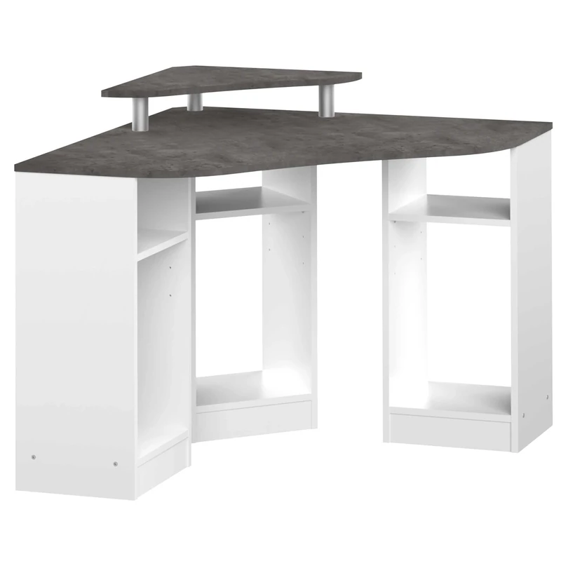 Symbiosis Corner, Corner Desk White and Concrete Effect 94x94x83.4 cm