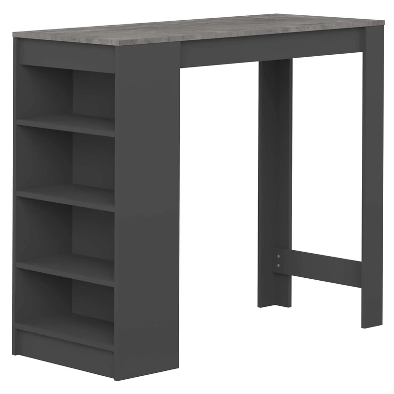 TEMAHOME Aravis Bar Table, Black and Cement, 115 x 50 x 102.7 cm