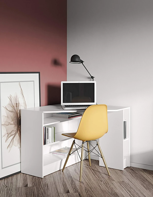 Symbiosis Corner Desk Plan White and White 94x94x74.1 cm