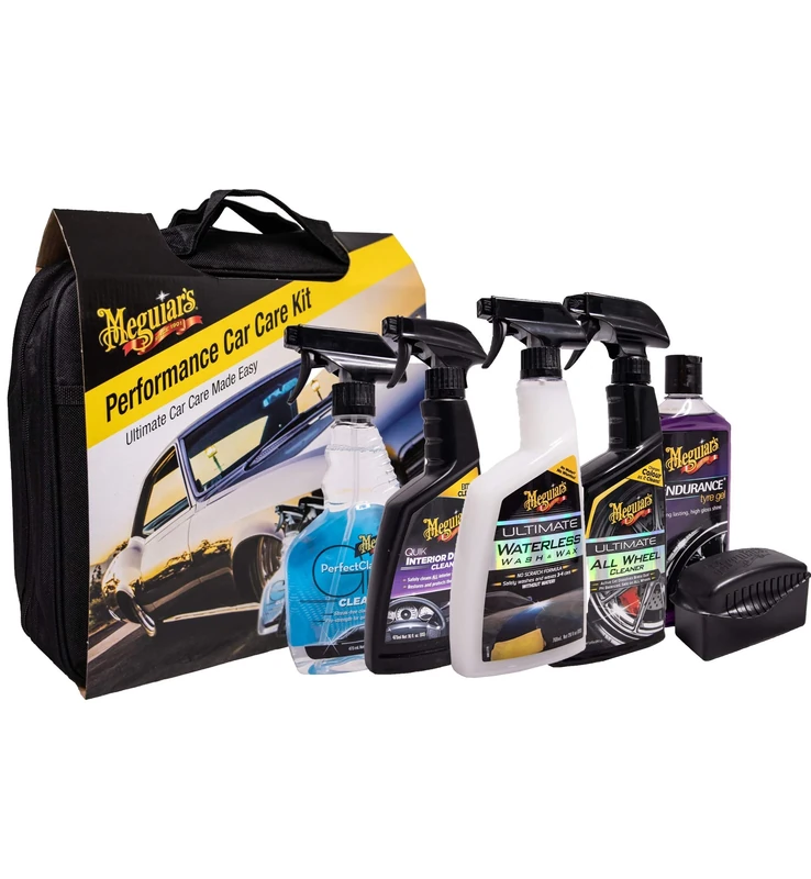 Meguiar's Performance Car Care Care Cleaning Kit - Complete Cleaning Kit with Storage Bag - Wash, Wax, Wheel & Interior Detailing