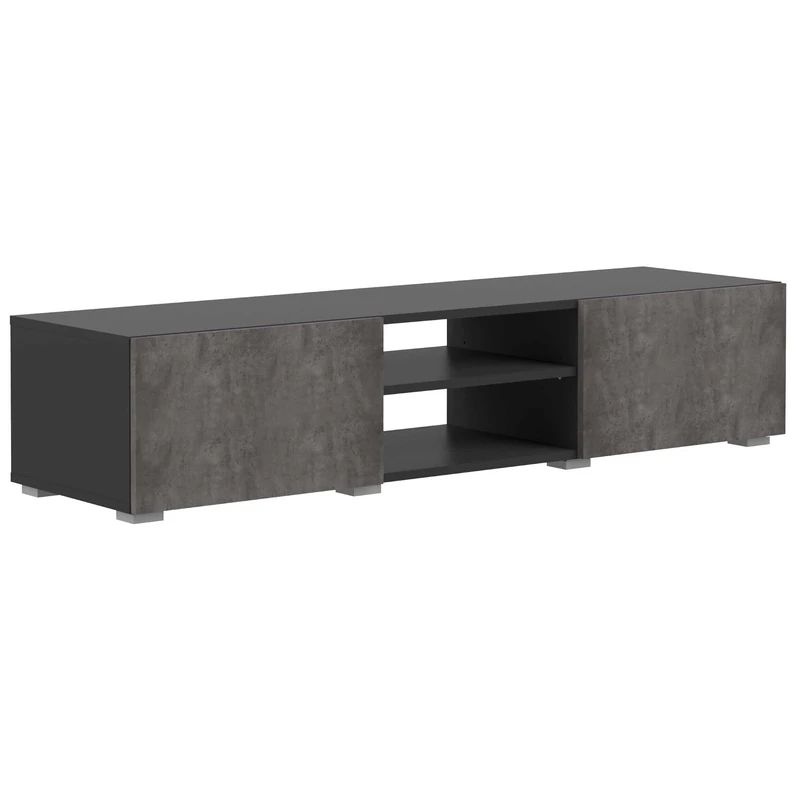 TemaHome Podium 140 Mobile TV, Black & Concrete, 31 x 140 x 42 cm, TV cabinet