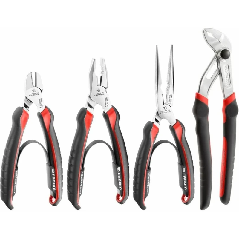 FACOM FAC30951 Set of 4 Multi-Grip Pliers with Locking Cutters with Half Round Nozzles and Universal CPE.A1PB