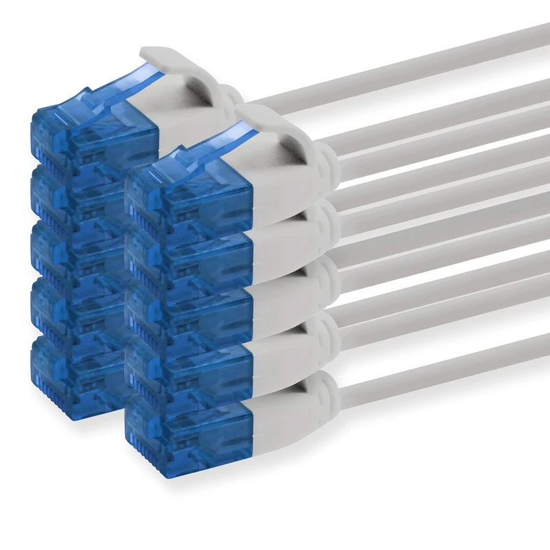 1aTTack.de 660431 Cat6 Cat.6 cable Cat network cable 10m - patch cable slim cable (small diameter - very flexible) 1000 Mbit/s - 10 pieces - gray