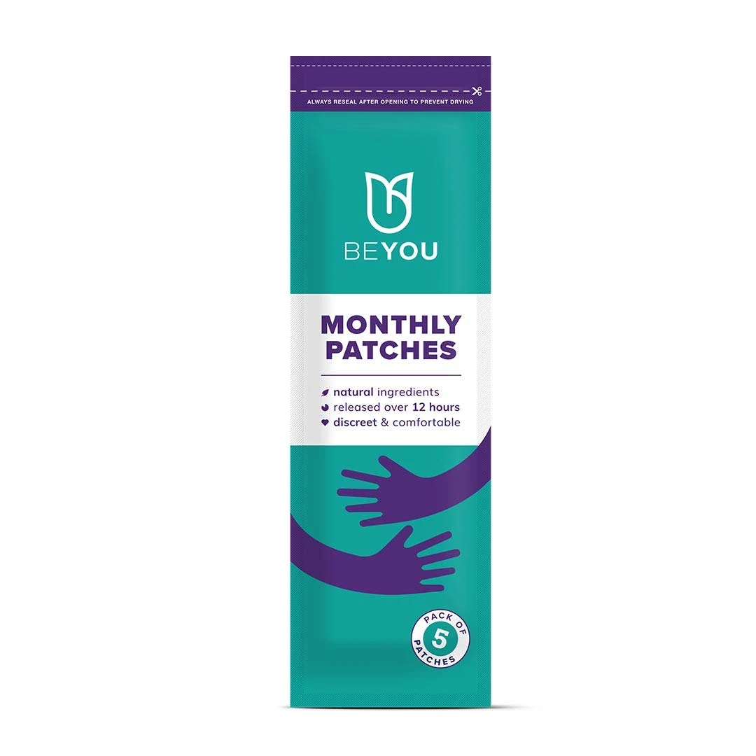 BeYou Period Patches for Period Pain Relief | This Pack of 5 All-Natural Ultra-Thin Pain Relief Patches are Vegan, Cruelty-Free, and Offer Great Muscle Pain Relief with 12-Hour Menthol & Eucalyptus