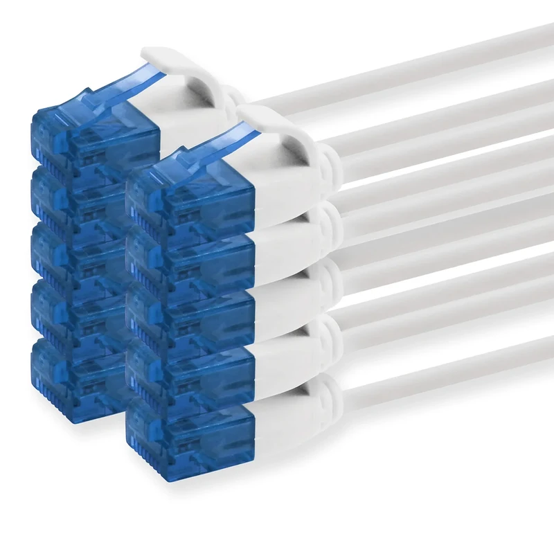 1aTTack.de 660493 Cat6 Cat.6 Cable Cat Network Cable 10m - Patch Cable Slim Cable (Small Diameter - Very Flexible) 1000 Mbit/s - Pack of 10 - White