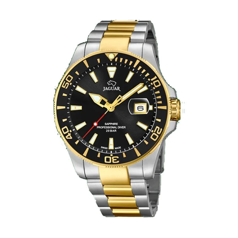 JAGUAR Watch Model J863/D from The Executive Collection, 43.5 mm Black case with Two-Tone Steel Strap for Men