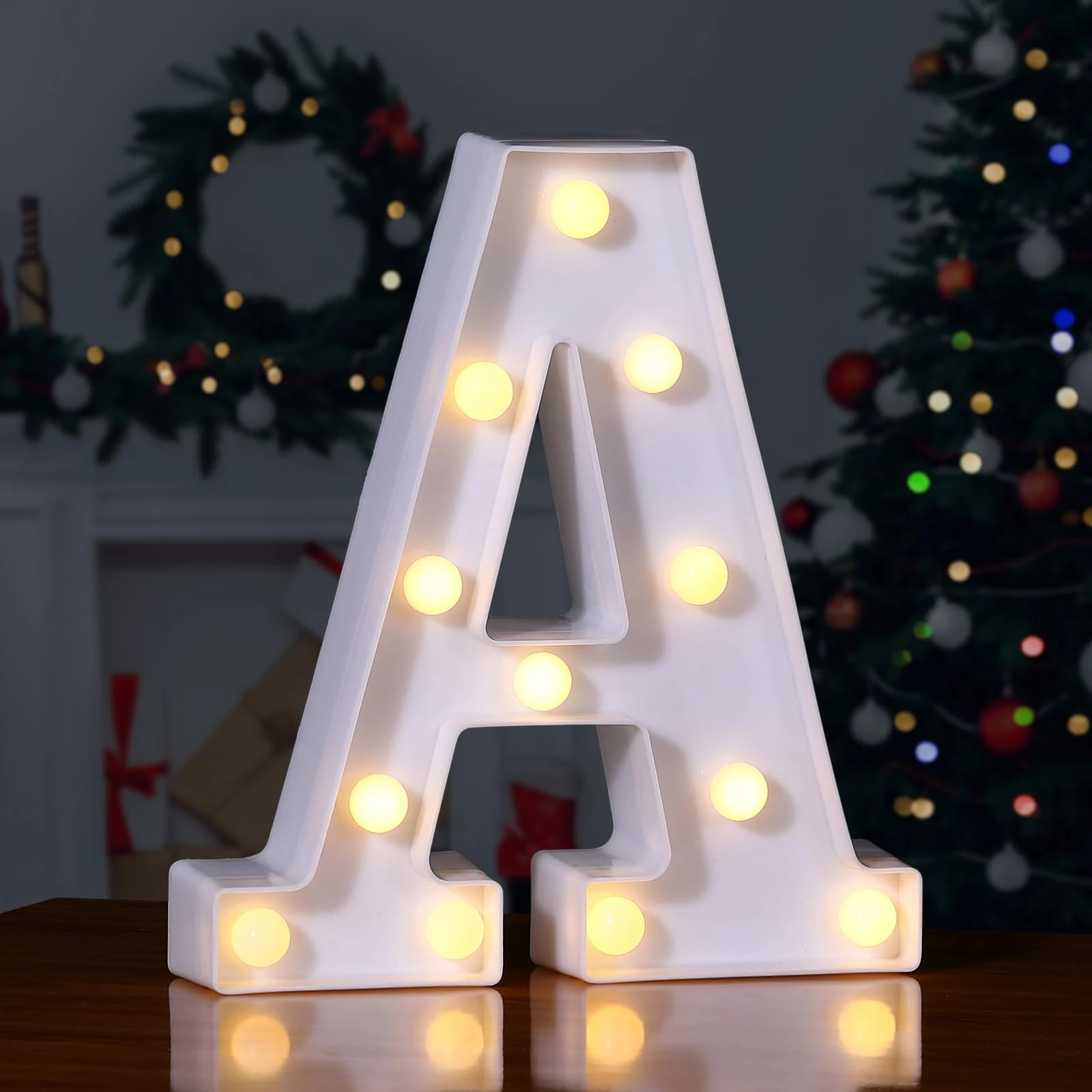 Foaky LED Letter Lights Sign 26 Alphabet Light Up Letters Sign for Night Light Wedding Birthday Party Battery Powered Christmas Lamp Home Bar Decoration (A)