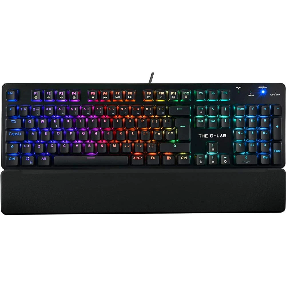 The G-Lab Keyz RUBIDIUM Teclado Mecánico Gaming QWERTY – Incluye Ñ – Viola Rendimiento – Teclado Mecánico Red Switch – Retroiluminación RGB, Anti-ghosting, RepossaMuñecas – PC PS4 Xbox One ()