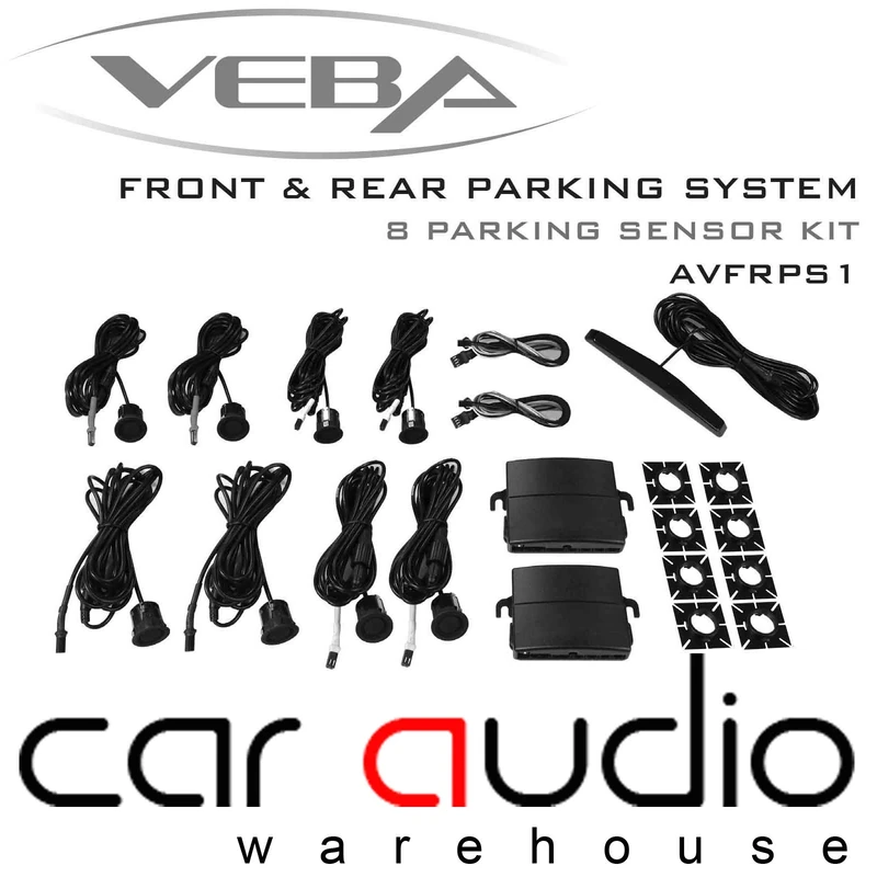 Veba AVFRPS1 - FRONT and REAR Car Van 4x4 Matt Black 8 Eye Reversing Parking Aid Sensors LED Display