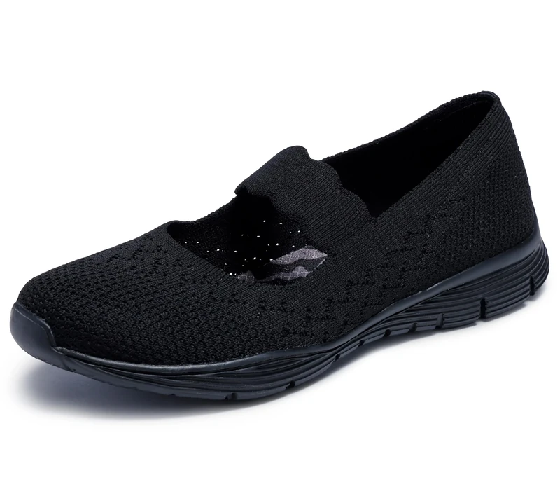 Skechers Women's Seager - Power Hitter Mary Janes, Black Black Black Bbk, 3 UK