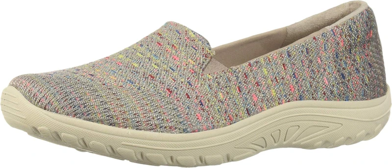 Skechers Women's Reggae Fest-Wicker-Engineered Knit Twin Gore Slip on (Willows) Loafer Flat, Taupe, 7 UK