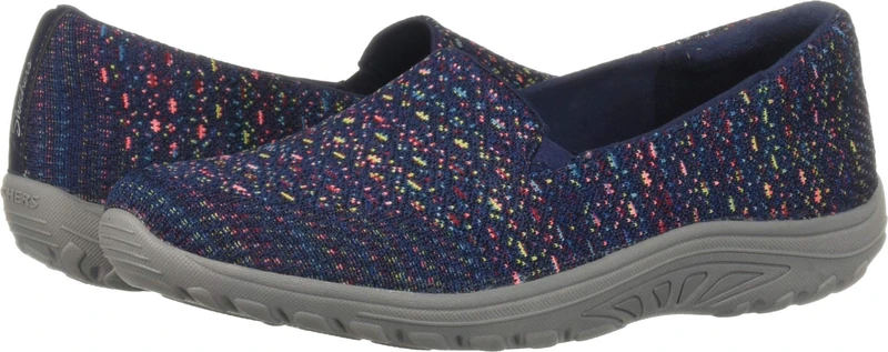 Skechers Women's Reggae Fest-Wicker-Engineered Knit Twin Gore Slip on (Willows) Loafer Flat, Navy, 6 UK