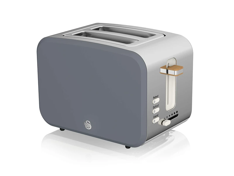 Swan ST14610GRYN Nordic 2 Slice Toaster with 6 Browning Levels, Defrost/Reheat/Cancel, Removable Crumb Tray, Cord Storage, 900W, Grey