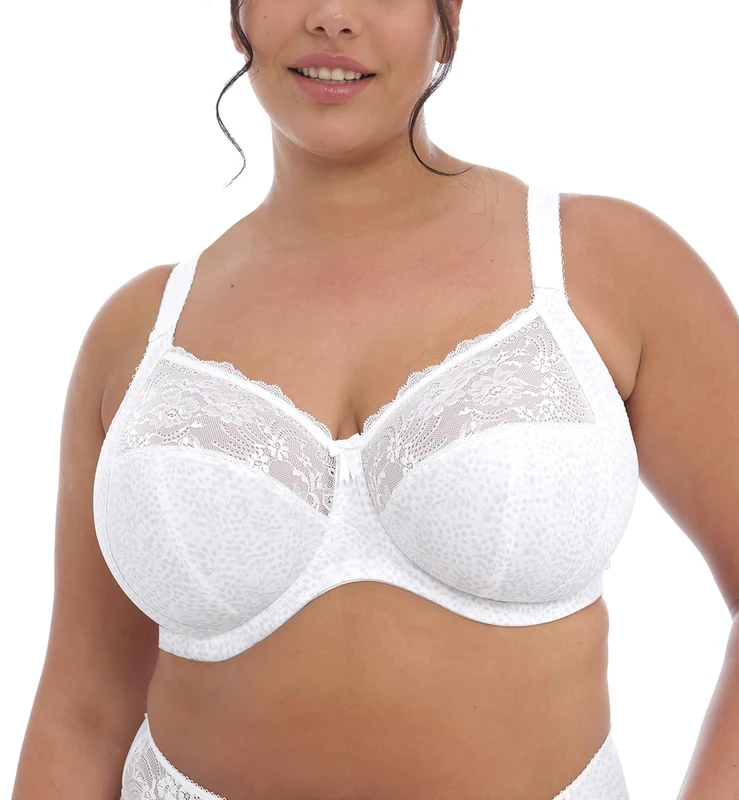 Elomi Women's Morgan Banded Comfort & Support. Three-Section Cup, Side Frame, Stretch Lace. Dd+ Bras Full Coverage, Opaque, White, 32K US