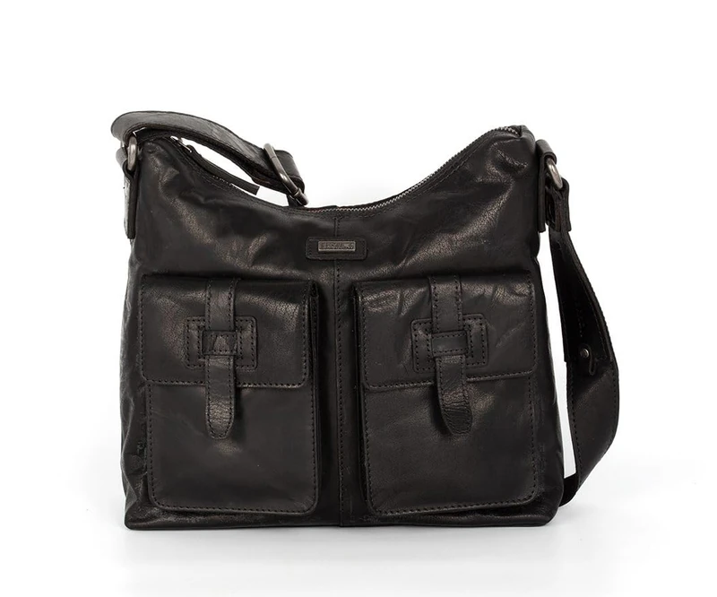 Spikes & Sparrow Women Arizona Shoulder Bag, Black, 28 x 10 x 28 cm