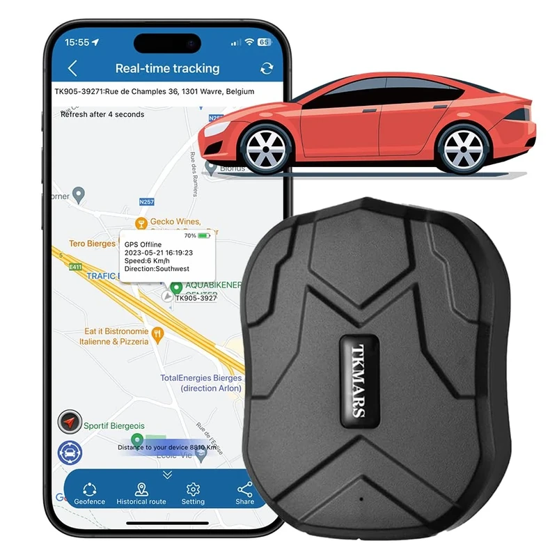 TKMARS GPS Tracker Car Tracker Magnet Anti-theft Real-Time Tracker Device 5000mah Battery GPS Locator Waterproof for Vehicle Car Truck No Subscriptiob TK905