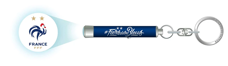 French Football Federation FFF LED Keyring 2 Stars Unisex Adult, Blue, 10 cm - Image 1