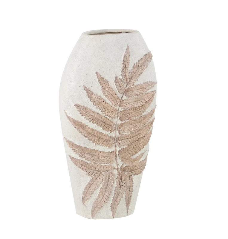 Deco 79 Vase, Polystone, White, 10”L x 6”W x 18”H