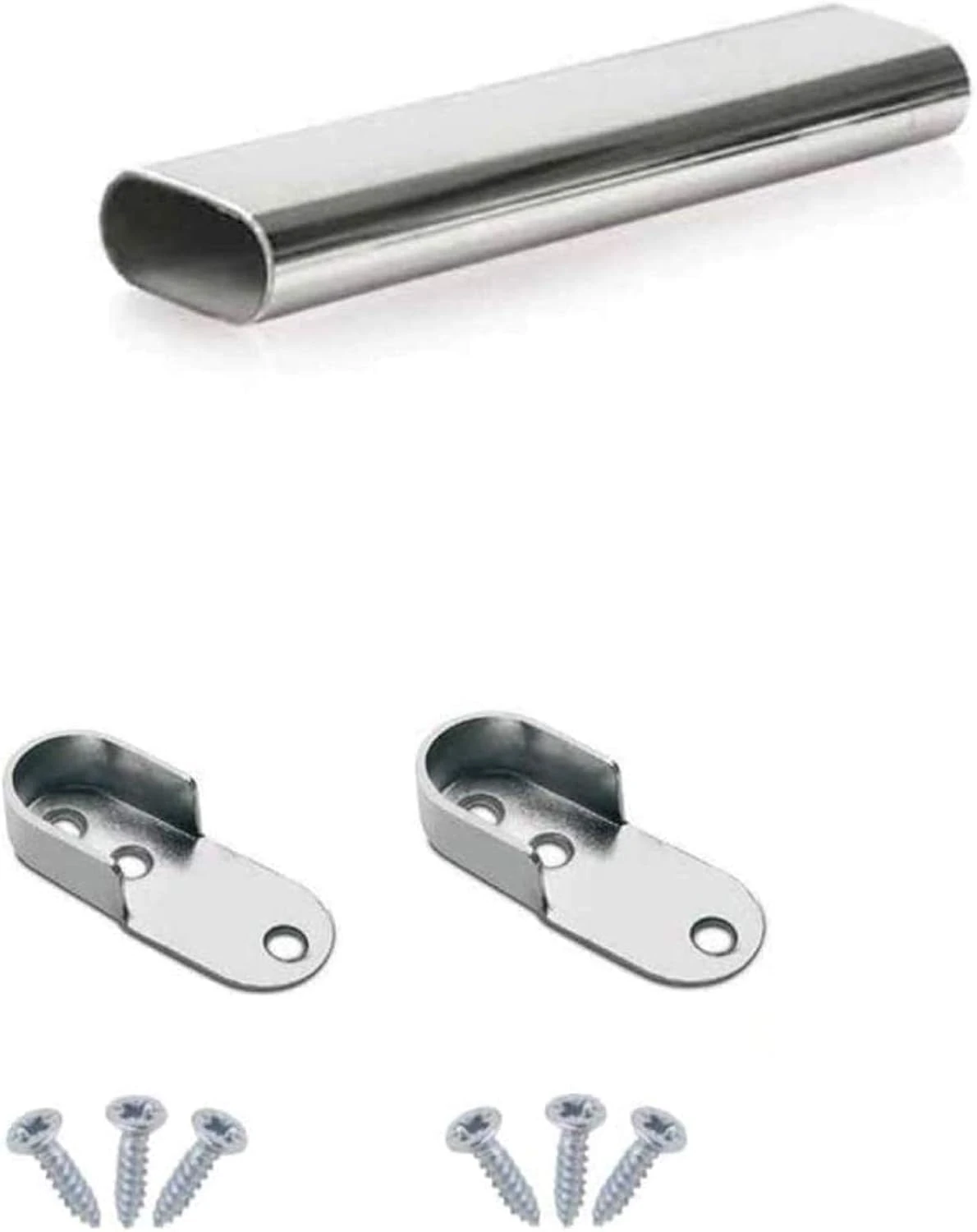 Oval Wardrobe Rail Polished Chrome Hanger Pole Closet, Hanging Rails and Fittings for Clothes (700mm (0.7m) ~27.5″)