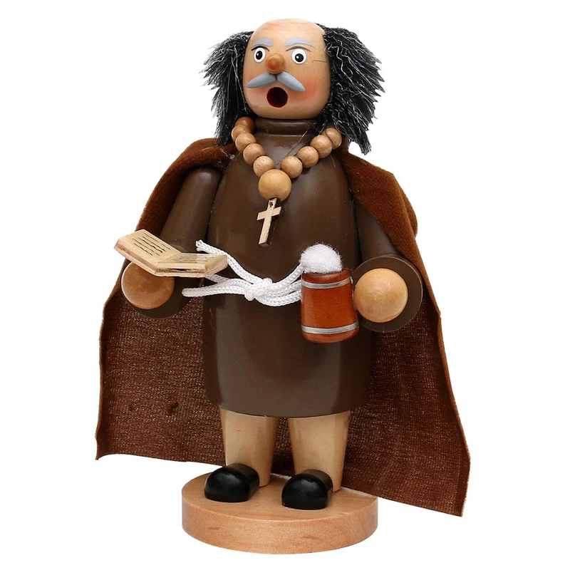 Dekohelden24 Wooden Incense Smoker Monk 521387 19 cm