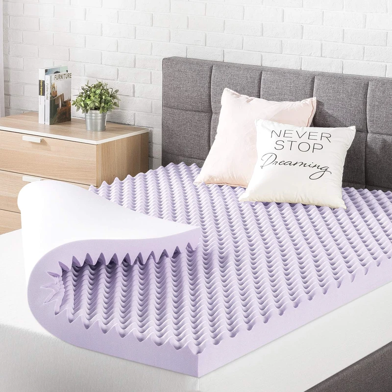 Best Price Mattress 3 Inch Egg Crate Memory Foam Mattress Topper with Soothing Lavender Infusion, CertiPUR-US Certified, Dorm Essentials, Twin XL - Image 1