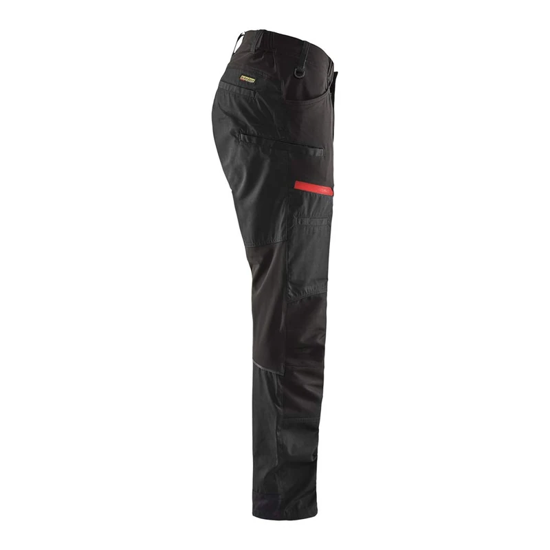 Blaklader 145618459956C152 Service Work Trousers with Stretch, Black/Red, Size C152