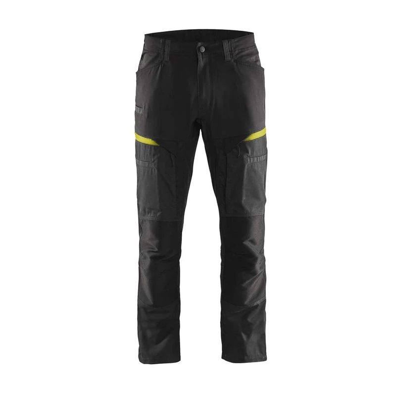 Blaklader 145618459933C148 Service Work Trousers with Stretch, Black/Yellow, Size C148