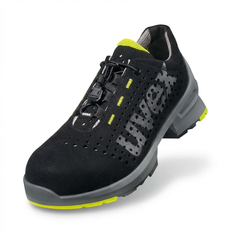 Uvex 1 Work Shoe - Safety Trainer S1 SRC ESD - Non-Slip Outsole - Toe Cap - Lightweight - Lime-Black - Image 1
