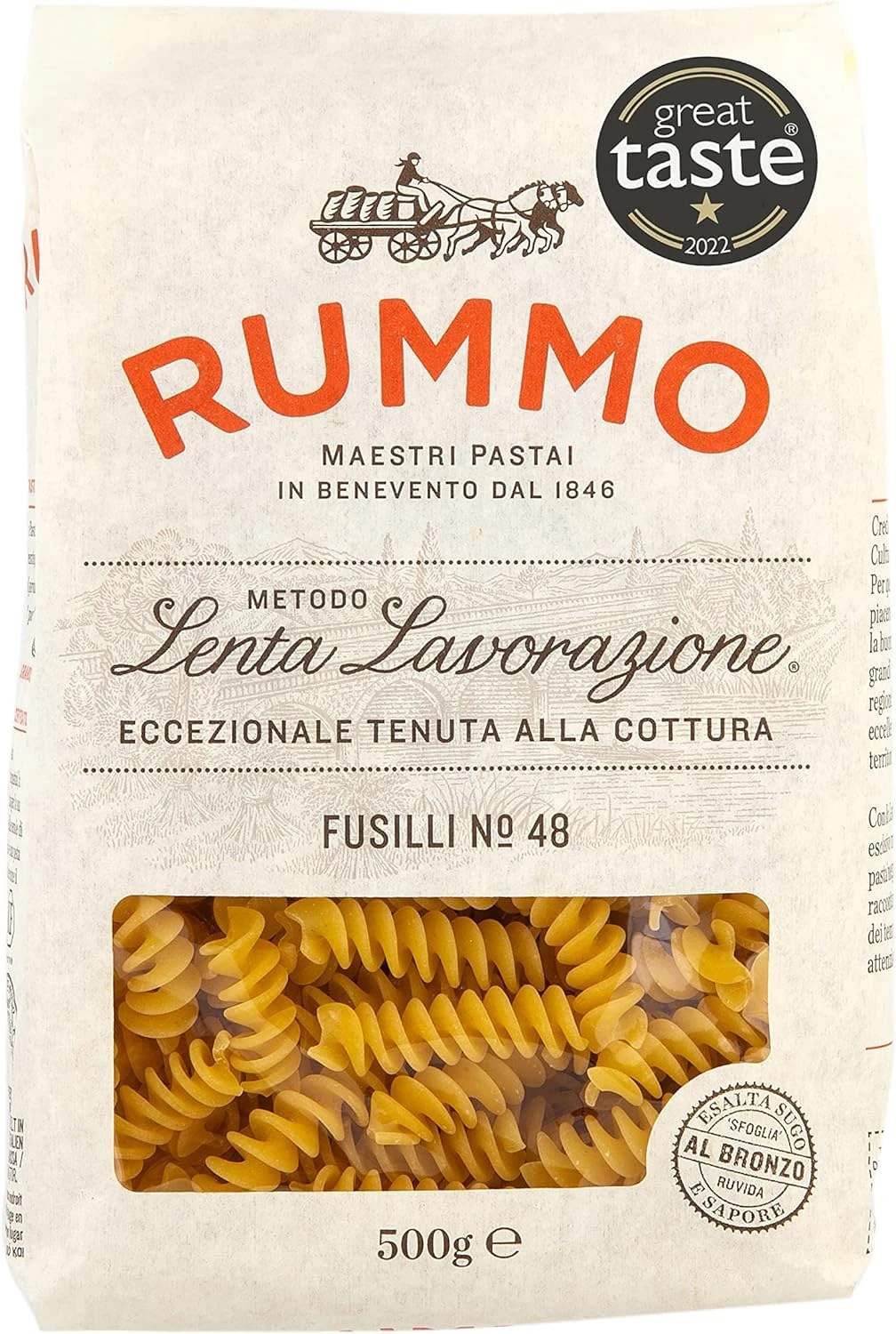Rummo Fusilli Pasta No.48 - Classic Twisted Italian Pasta, Designed to Embrace Sauces Beautifully, 500 g (Pack of 1)