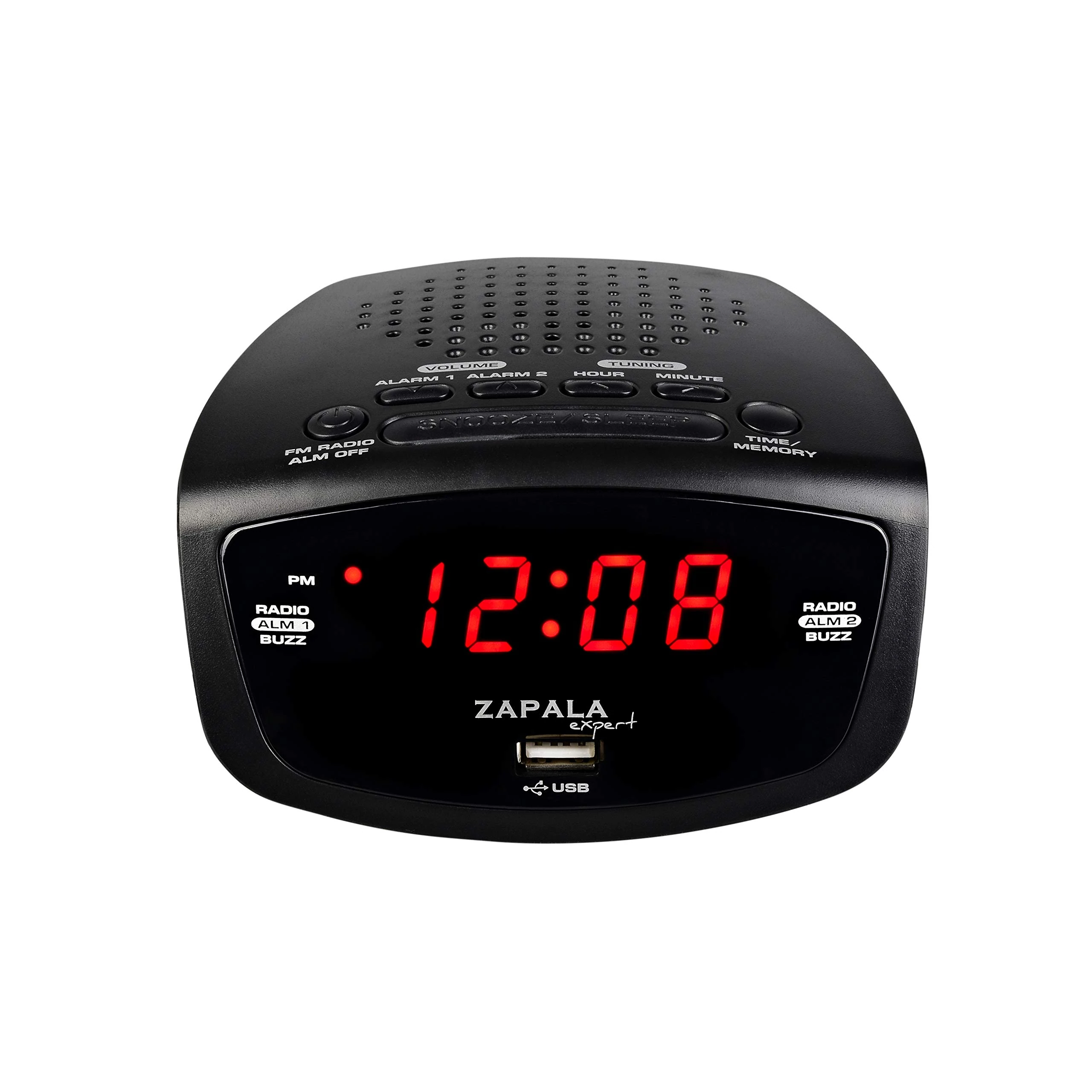 ZAPALA expert Wake-Up Alarm Clock with Radio for Bedside or Kitchen, Dual Alarm, Sleep & Snooze Function, FM Radio with 10 Preset Station, USB Port for Smart Phones and Tablets Charging