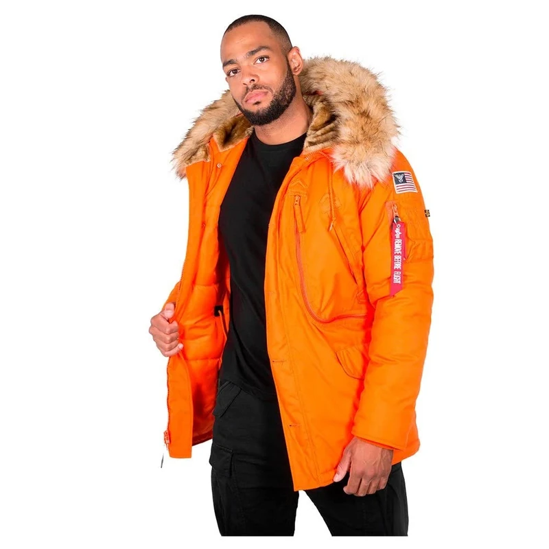 Alpha Industries Winter Jacket for Men Flame Orange