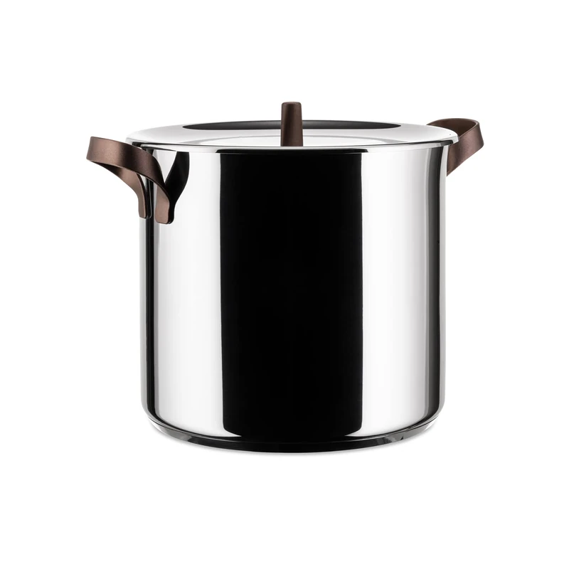 Alessi Edo Pu100/24 - Design Stockpot in 18/10 Stainless Steel, Handles in 18/10 Stainless Steel with Pvd Coating, Brown