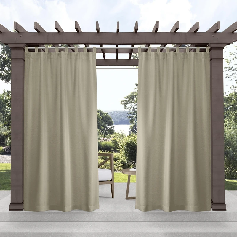 Exclusive Home Curtains In/Out Solid Velcro Tab Top Panel Pair, Taupe, 54x108, 2 Piece