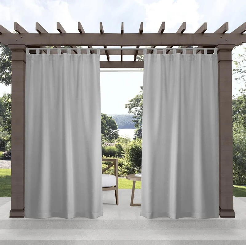 Exclusive Home Curtains In/Out Solid Velcro Tab Top Panel Pair, Cloud Grey, 54x108, 2 Piece