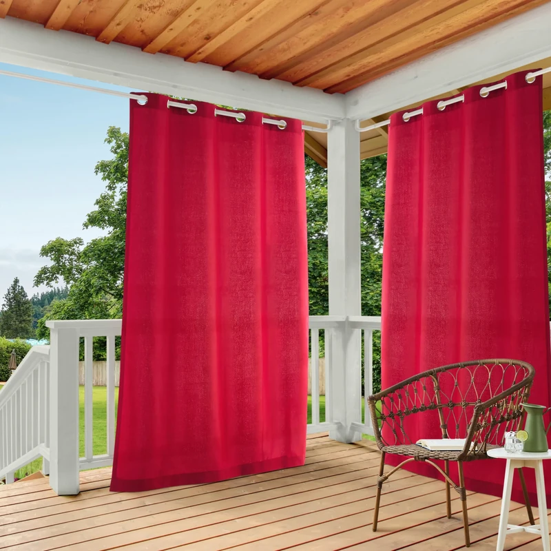 Exclusive Home Curtains Panel Pair, Polyester, Radiant Red, 54x108