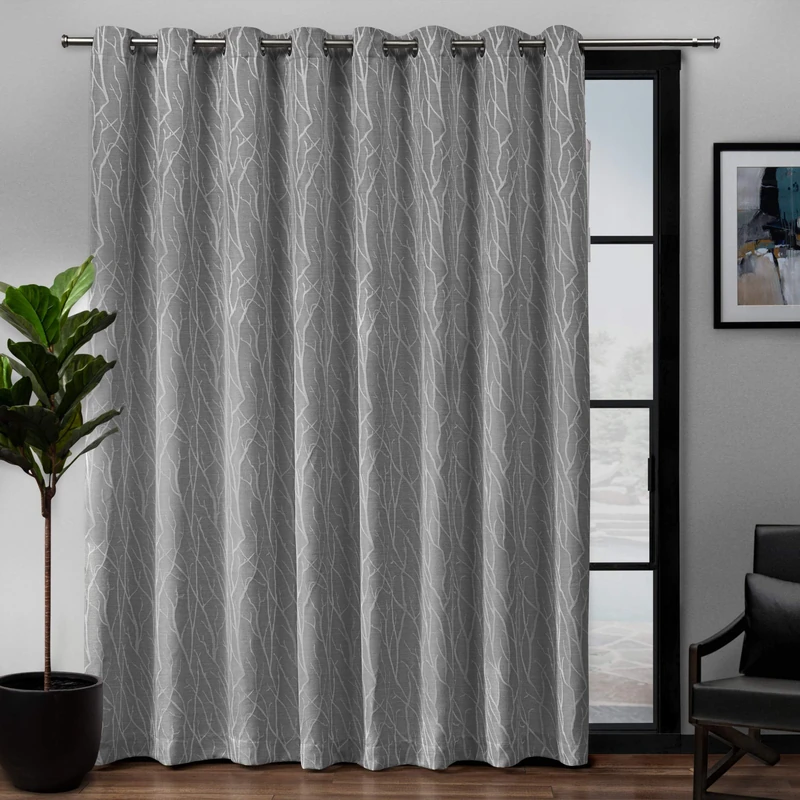 Exclusive Home Curtains Forest Hill Patio Woven Blackout Grommet Top Panel Pair, Ash Grey, 108x84, 1 Piece
