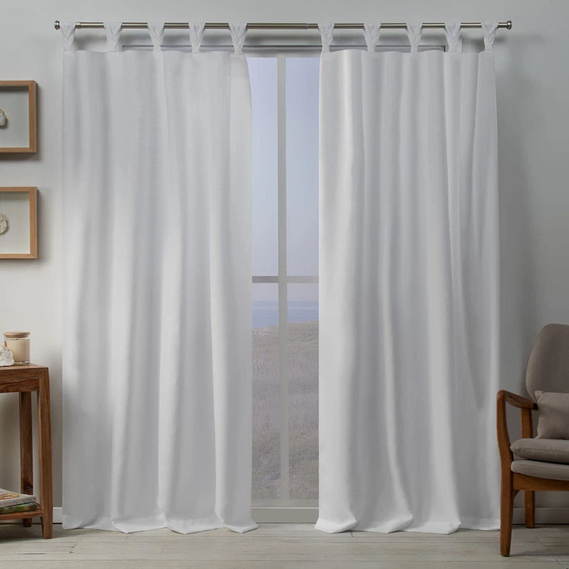 Exclusive Home Curtains Loha Braided Tab Top Panel Pair, Winter White , 54x96, 2 Piece
