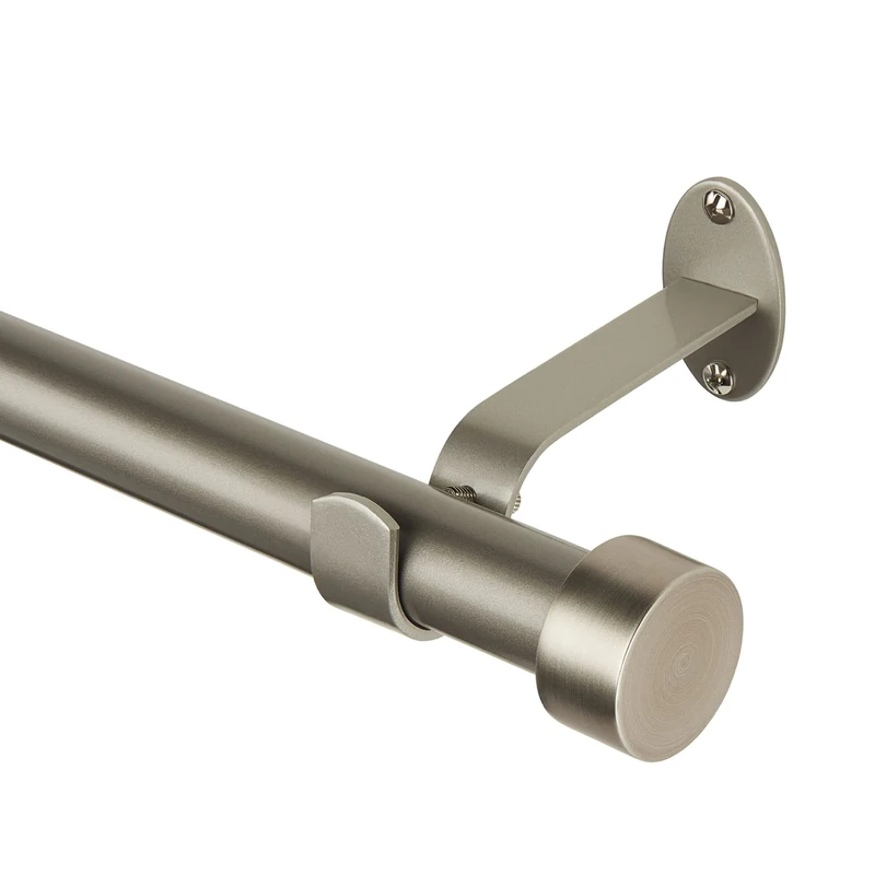 Elrene 1" Window Drapery Single Curtain Rod with Contemporary Cap Finial, Metal, Antique Pewter, 28"-48" Adjustable - Image 1