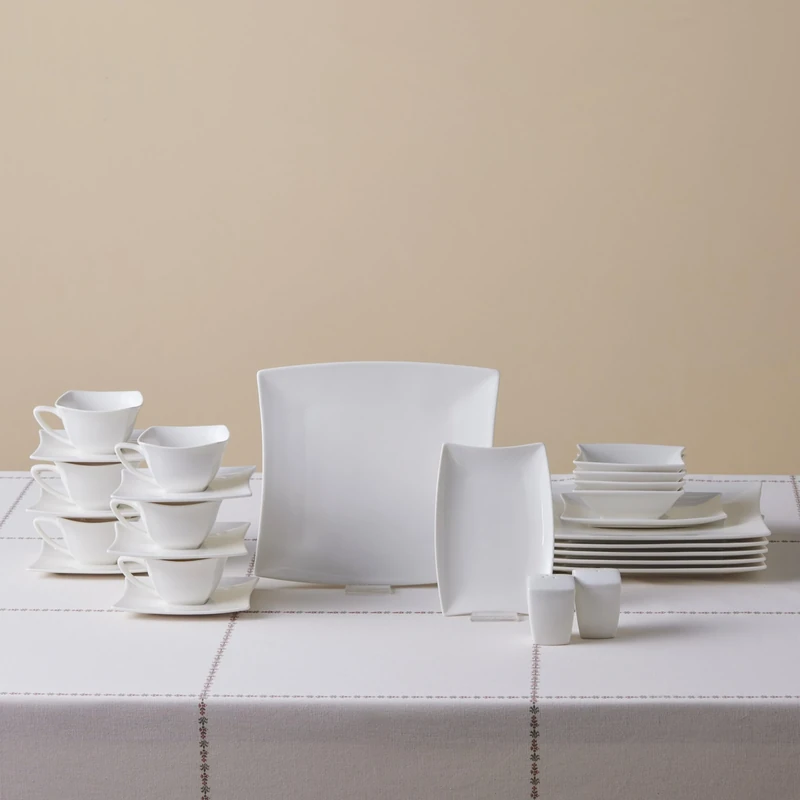 KARACA Perfect White 32-Piece White Porcelain Tableware Set for 6 People, Crockery Set with 6 Dinner Plates, 6 Coffee Cups, 6 Saucers, 6 Coffee Spoons, 2 Bowls, 4 Bowls, 1 Salt Shaker, 1 Pepper Shaker