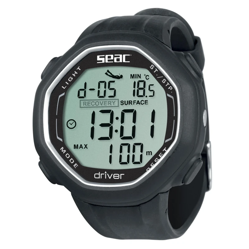 SEAC Unisex's Driver, Wrist-Mount Freediving Computer with Data Download System, Black, standard
