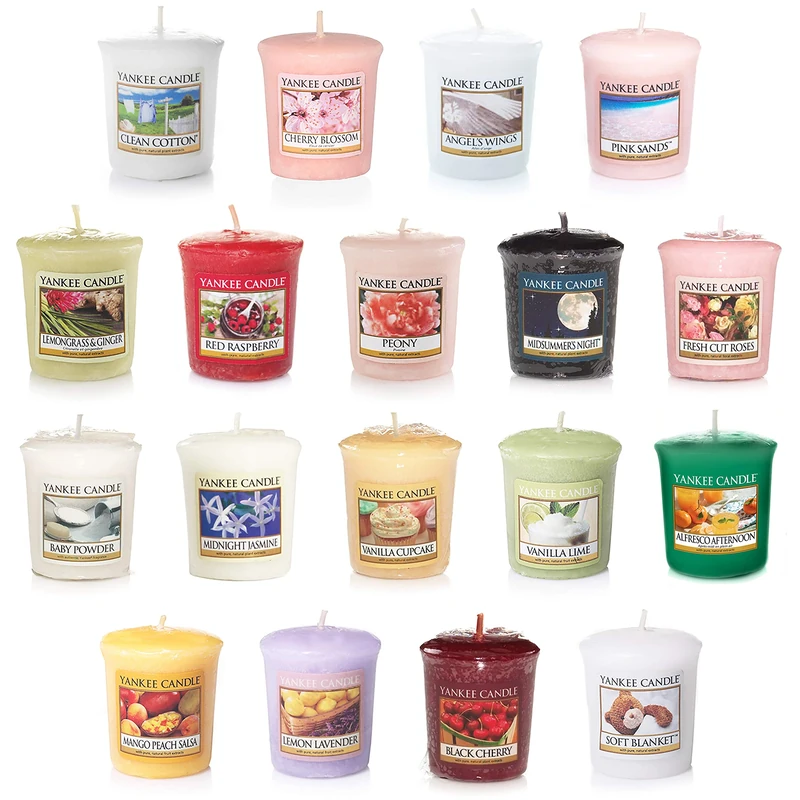Yankee Candle Value Bundle with 18 Votive Scented Candles, Mixed Popular Fragrances, 1627774