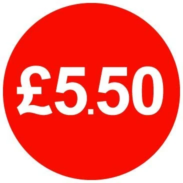 £ Red Price Stickers - 30mm - £5.50, 5000