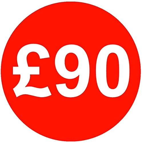 £ Red Price Stickers - 30mm - £90, 5000