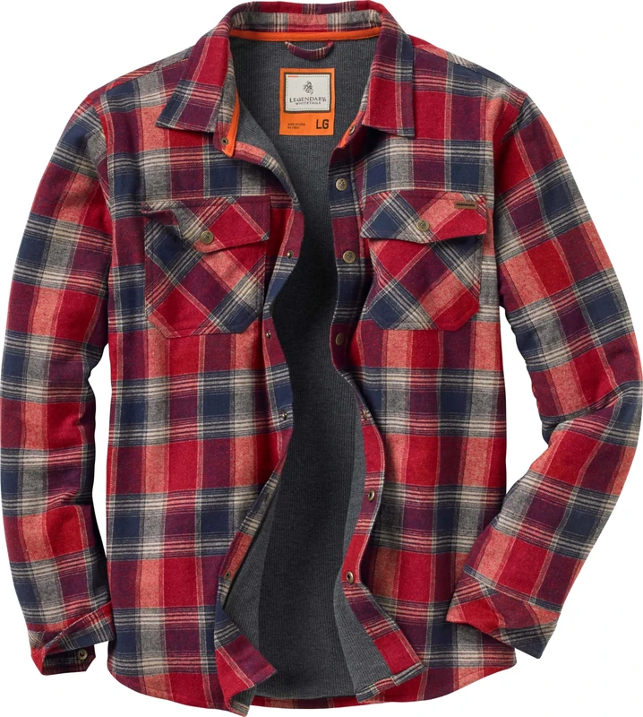 Legendary Whitetails Archer Flannel Thermal Lined Shirt Jacket for Men, Quilted Insulated Plaid Work Outerwear Coat, Barnwood Twig Plaid, XL - Image 1