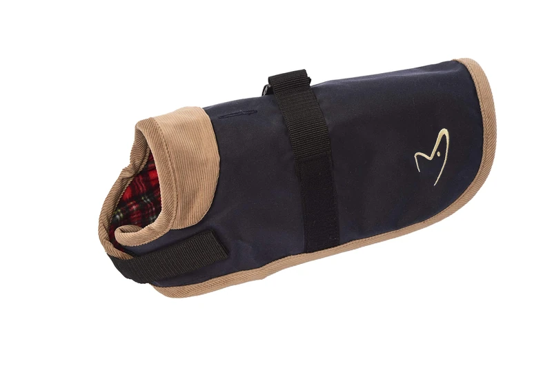 Gor Pets Edinburgh Wax Coat 76cm (30in) Navy - Water Resistant Dog Jacket with Fleece Lining and Adjustable Fastenings