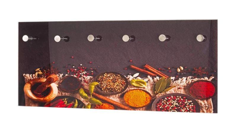 HAKU Möbel Wardrobe Stainless Steel Look, Motif, Metal, Tempered Glass - Size: W 70 cm X H 30 cm X D 5 cm, Style: Modern