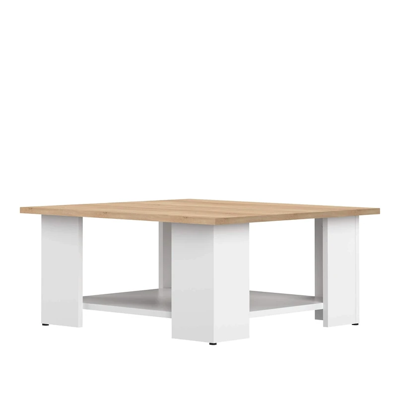 Temahome Square 67 x 67 Coffee Table, Truciolato, Melamine, White and Rovere, 67 x 67 x 30.5 cm (L-P-A)